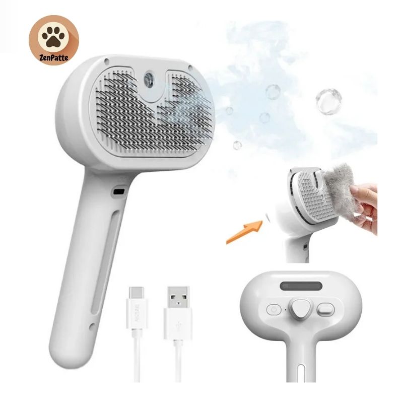 Brosse de toilettage vapeur multifonction pour chiens et chats